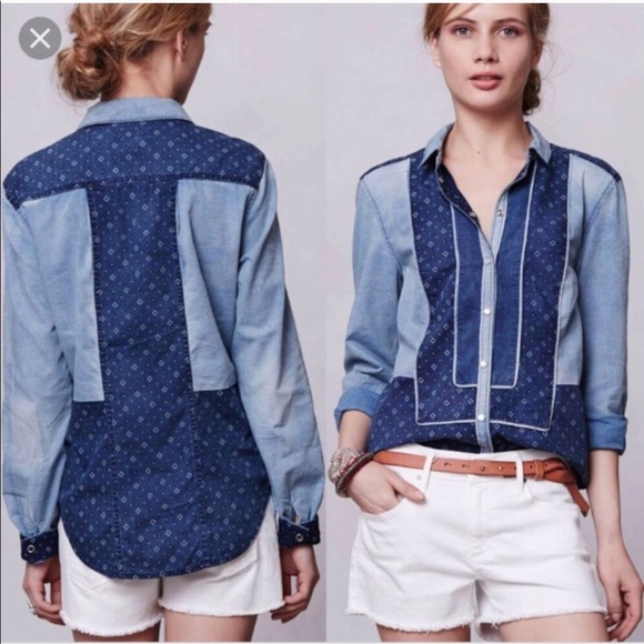 Anthropologie Tops - Anthropologie Holding Horses Patchwork Top Size 4